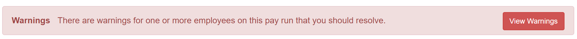 the Payroll warnings screen