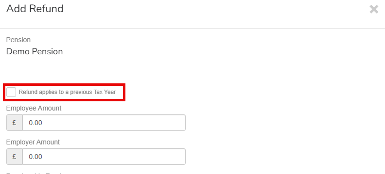 Screen related to the previous instructions. Refund applies to prior Tax Year’ is highlighted. 