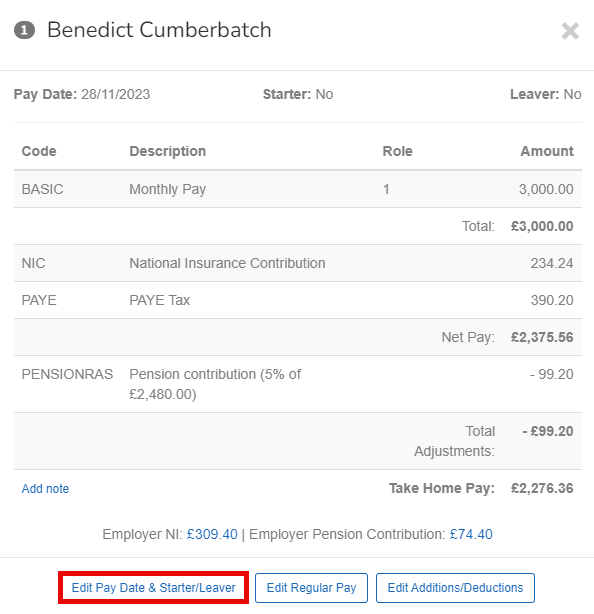 Payrun screen showing the edit pay date button