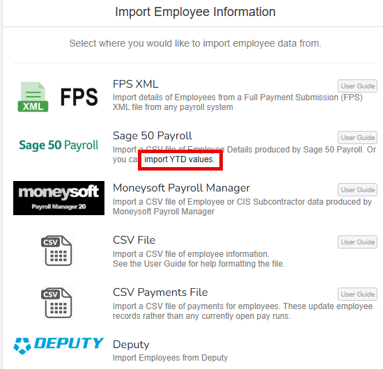 Import screen with sage 50 payroll import ytd values highlighted#