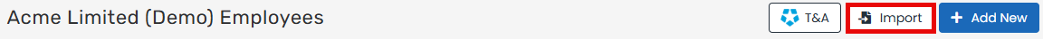 Import button highlighted