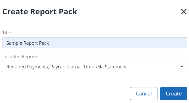 Create a new report pack screen, with field to add title