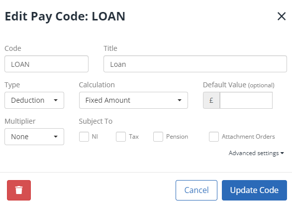 Reducing balance loan