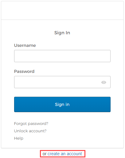 Select  Create an account. 